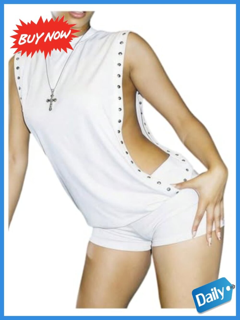Studded Going Out Romper Sleeveless Short Jumpsuit